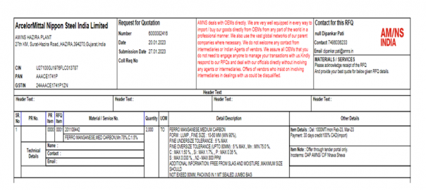 India: AM/NS issues 2,000 t of MC ferro manganese supply tender