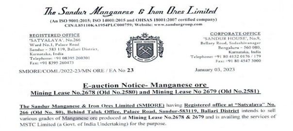 India: Sandur mines to auction over 30,000 t of manganese ore